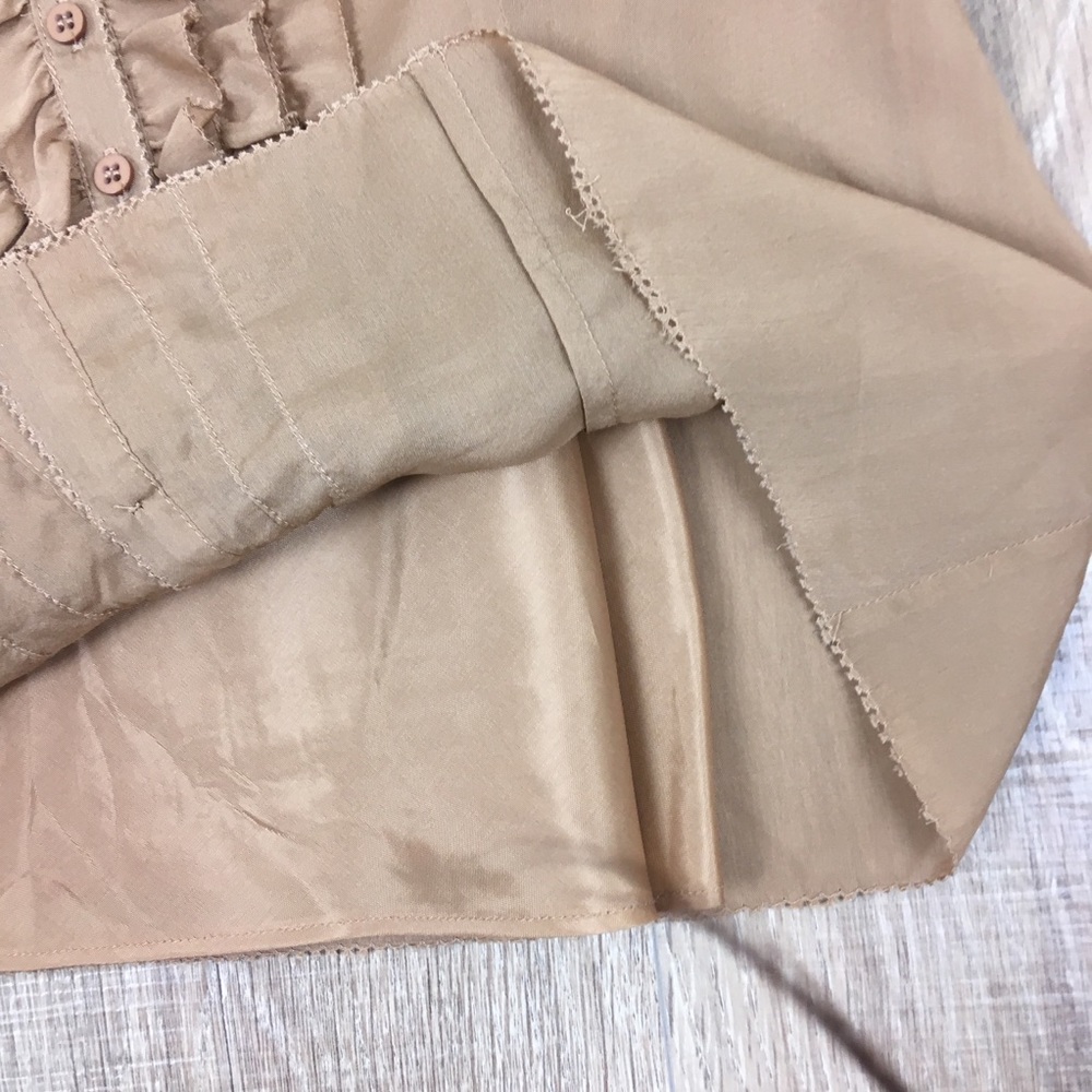 Grace Dane Lewis 100% Silk Carmel Ruffle Tank Cami - Picture 4 of 6